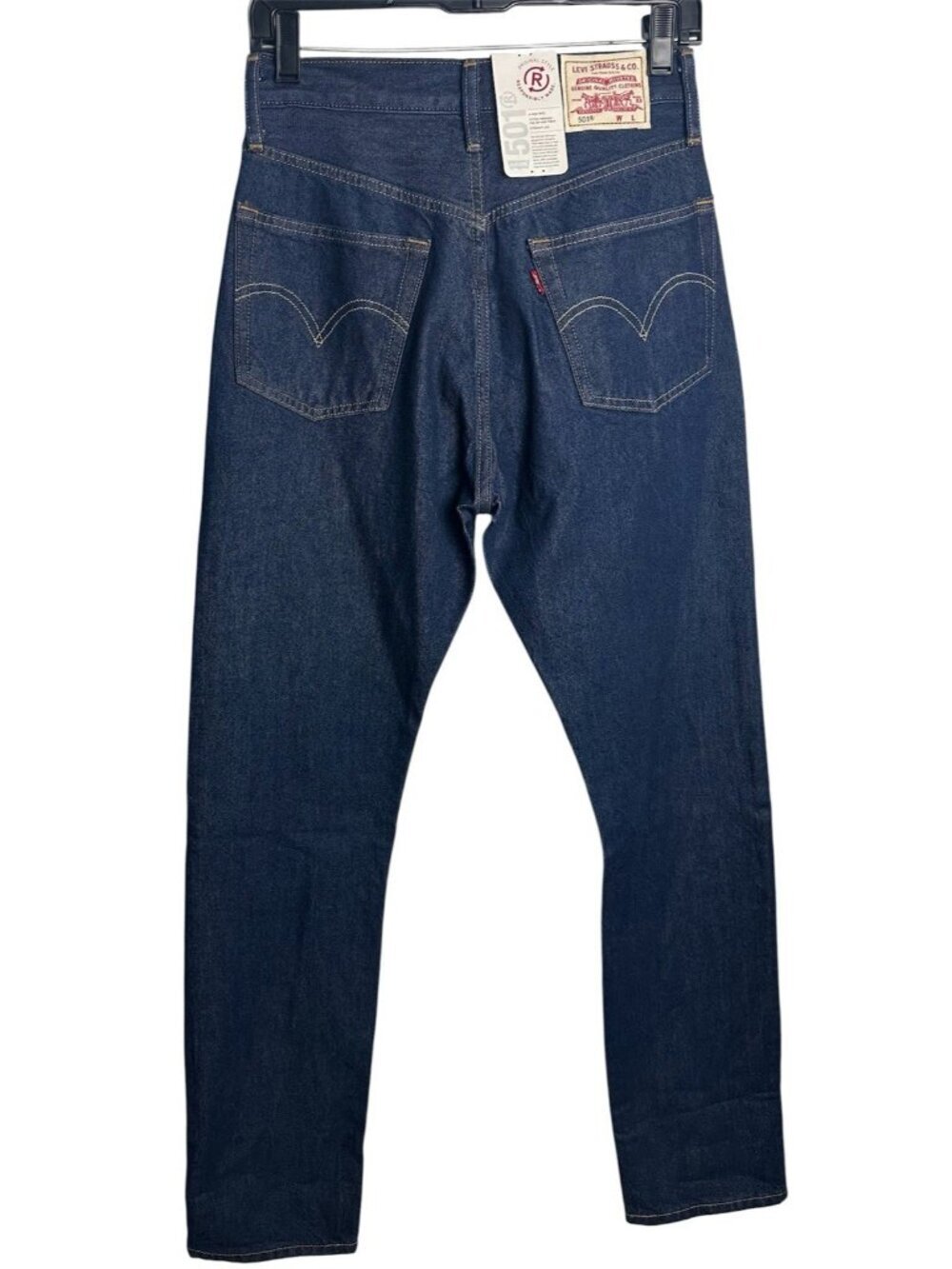 Levis 501 Premium Jeans Mens 26x32 Blue Dark Straight White Patch Circulose NWT
